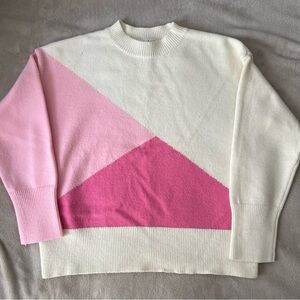 Cozy Pink & Cream Colorblock Sweater